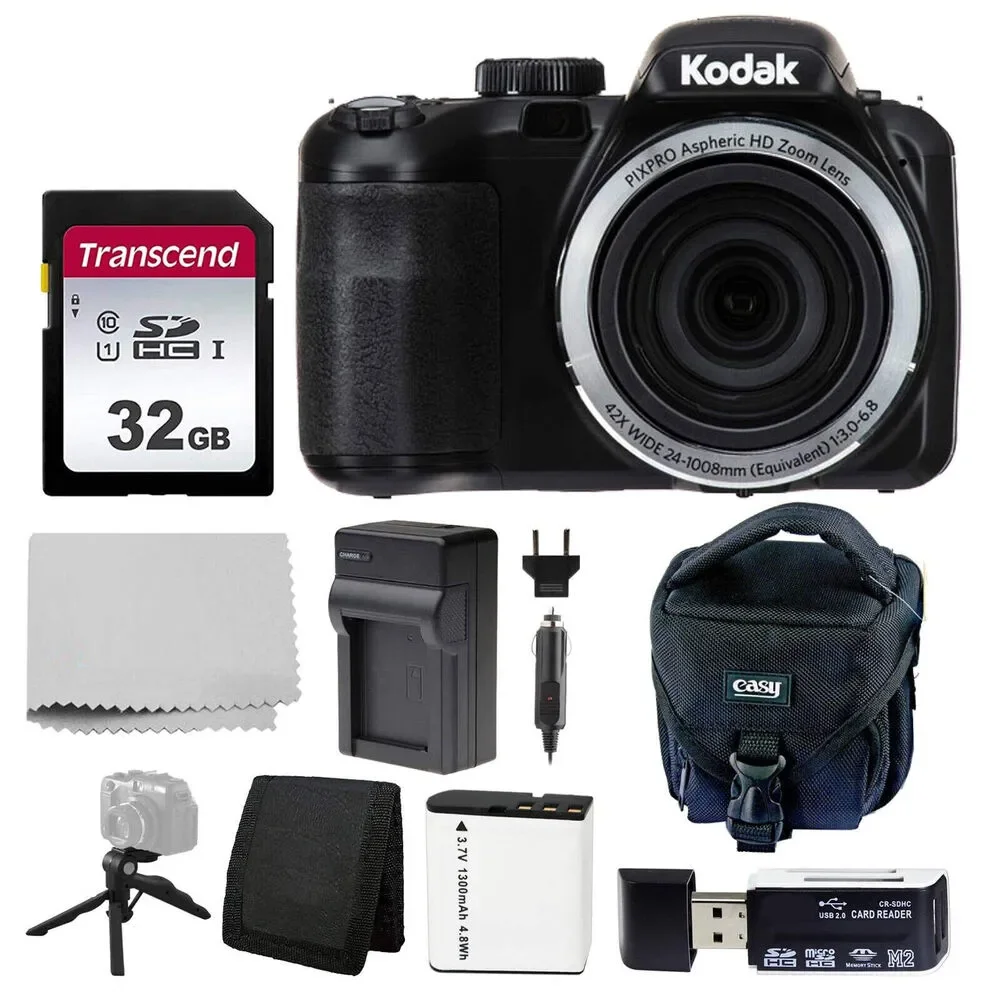 Kodak PIXPRO AZ421 Digital Camera (Black) Withcase,Memory,ExtraBattery,Tripod
